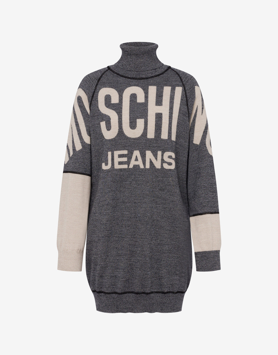 Abito in pura lana intarsiato Grigio scuro Moschino Jeans 0