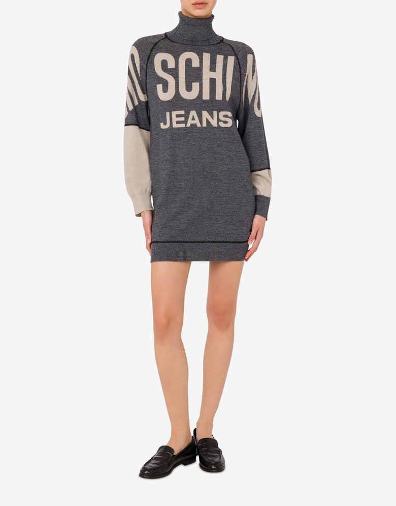 Abito in pura lana intarsiato Grigio scuro Moschino Jeans 1