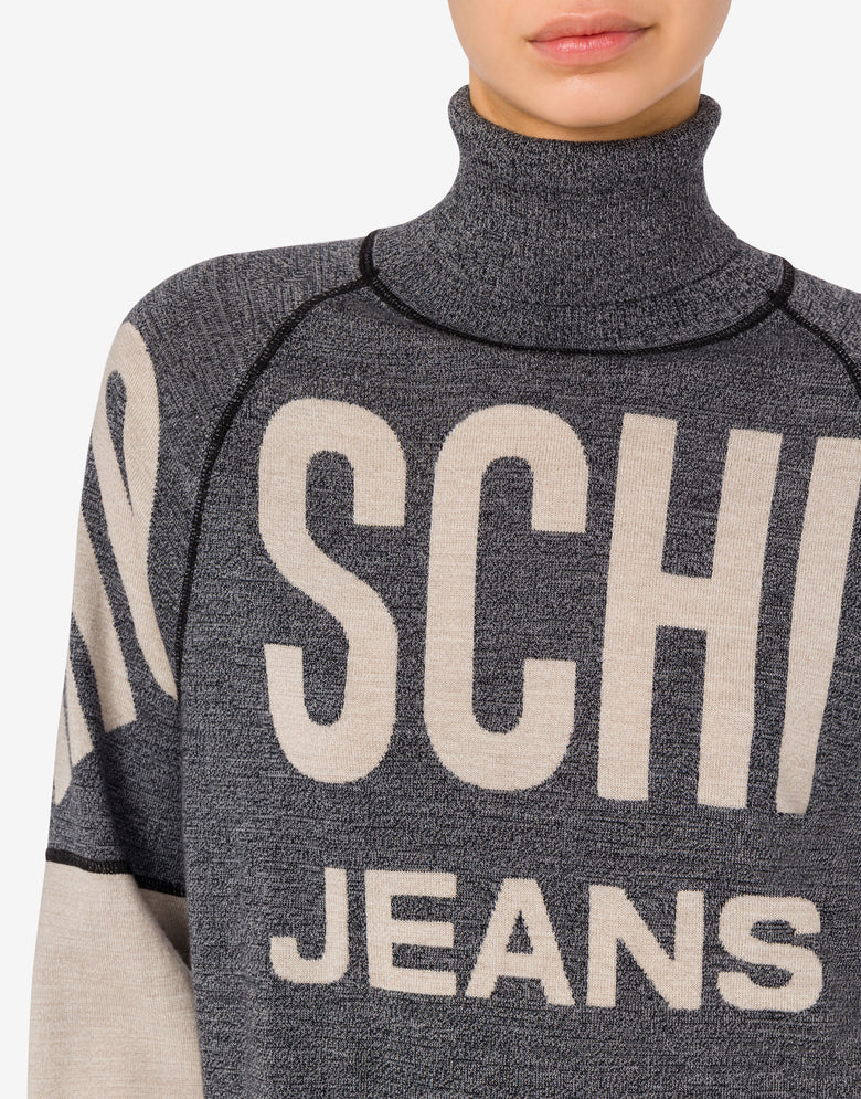Abito in pura lana intarsiato Grigio scuro Moschino Jeans 3