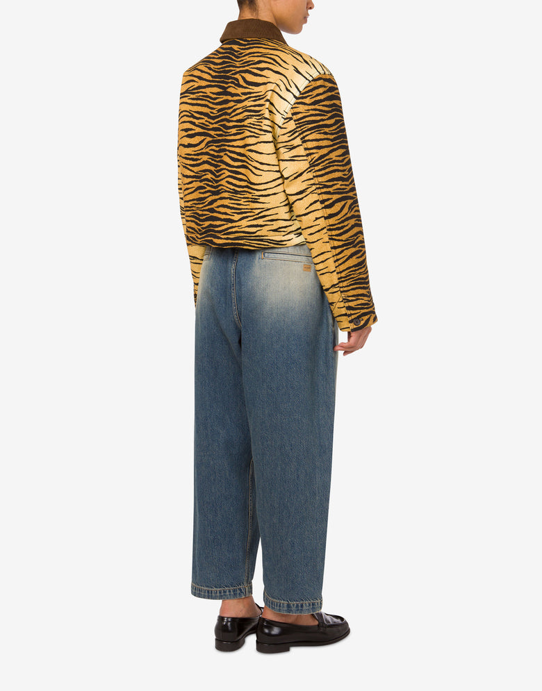 Giacca in gabardina di cotone stampata Marrone Moschino Jeans 2