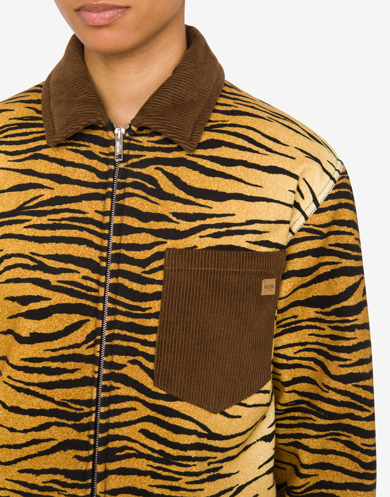 Giacca in gabardina di cotone stampata Marrone Moschino Jeans 3