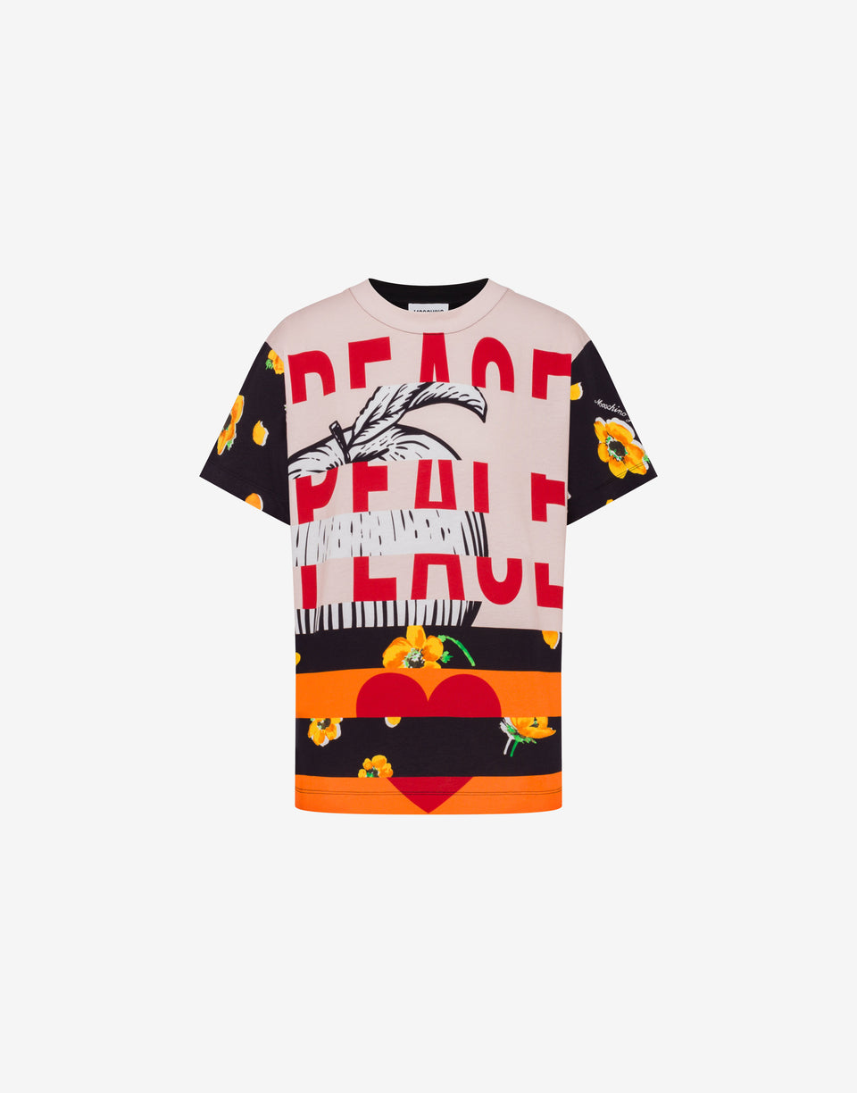 T-shirt in jersey di cotone stampata Multicolor Moschino Jeans 0