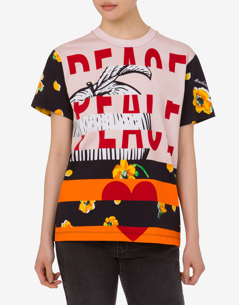 T-shirt in jersey di cotone stampata Multicolor Moschino Jeans 1