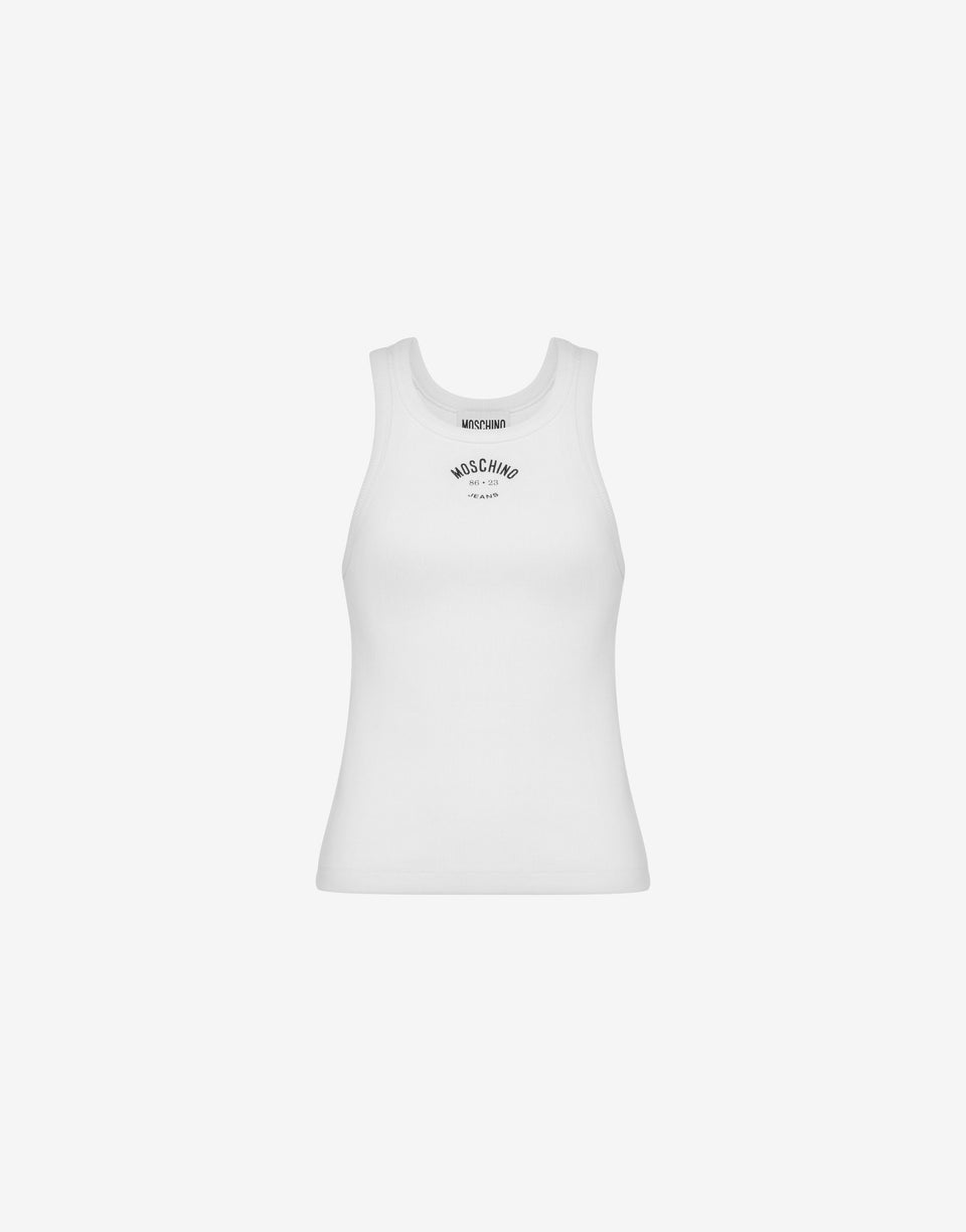 Tank top in cotone stretch Bianco Moschino Jeans 0