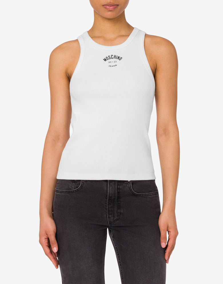 Tank top in cotone stretch Bianco Moschino Jeans 1