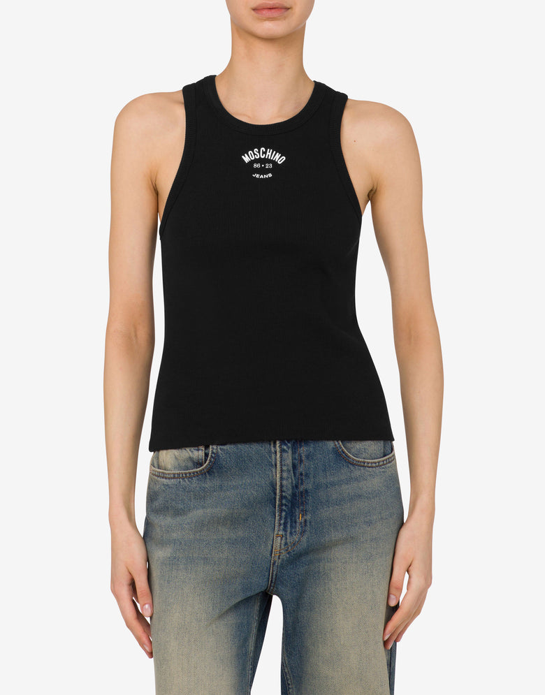 Tank top in cotone stretch Nero Moschino Jeans 1