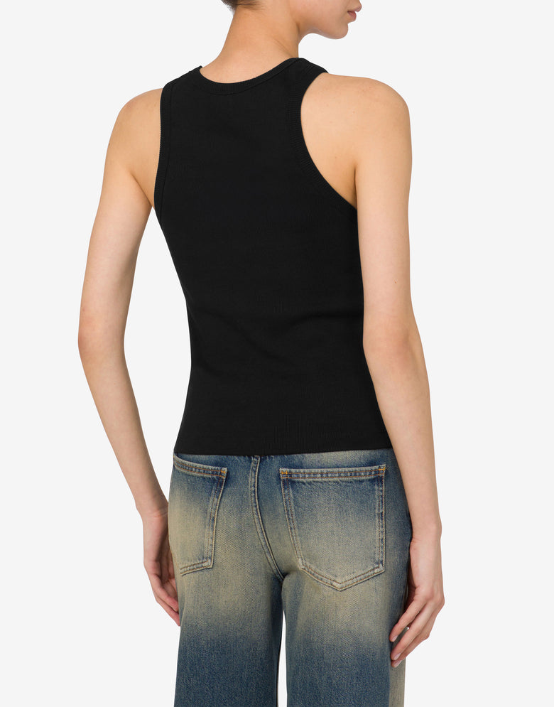Tank top in cotone stretch Nero Moschino Jeans 2