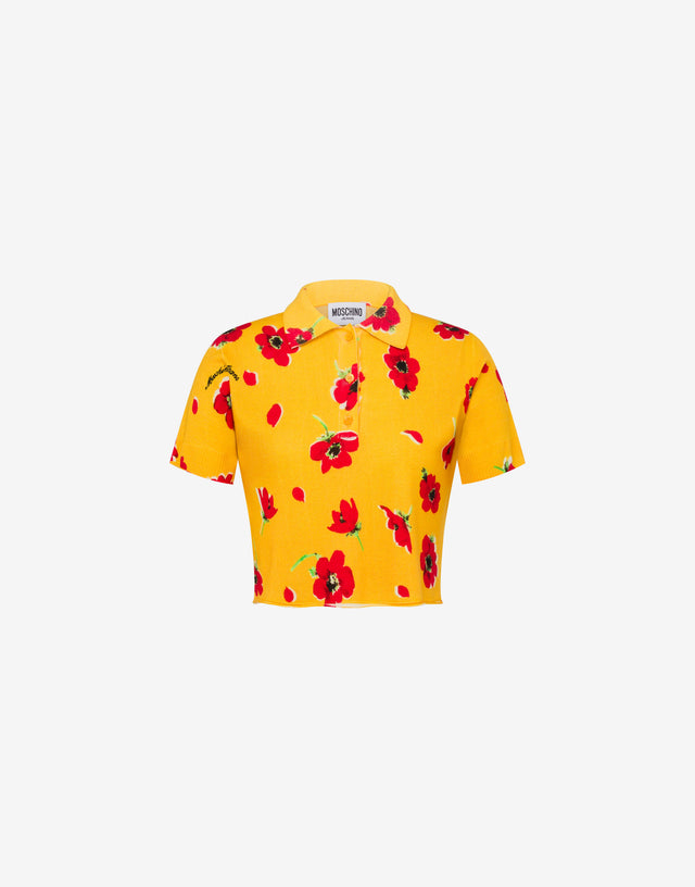 Maglia crop in lana stampata Giallo Moschino Jeans 0