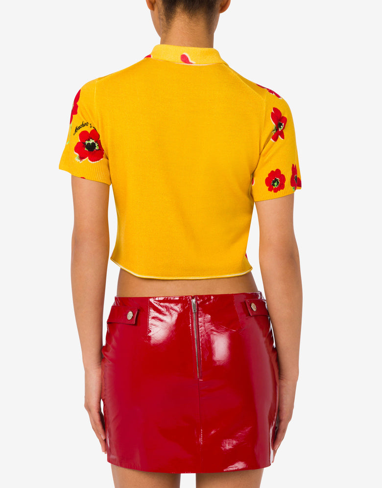 Maglia crop in lana stampata Giallo Moschino Jeans 2