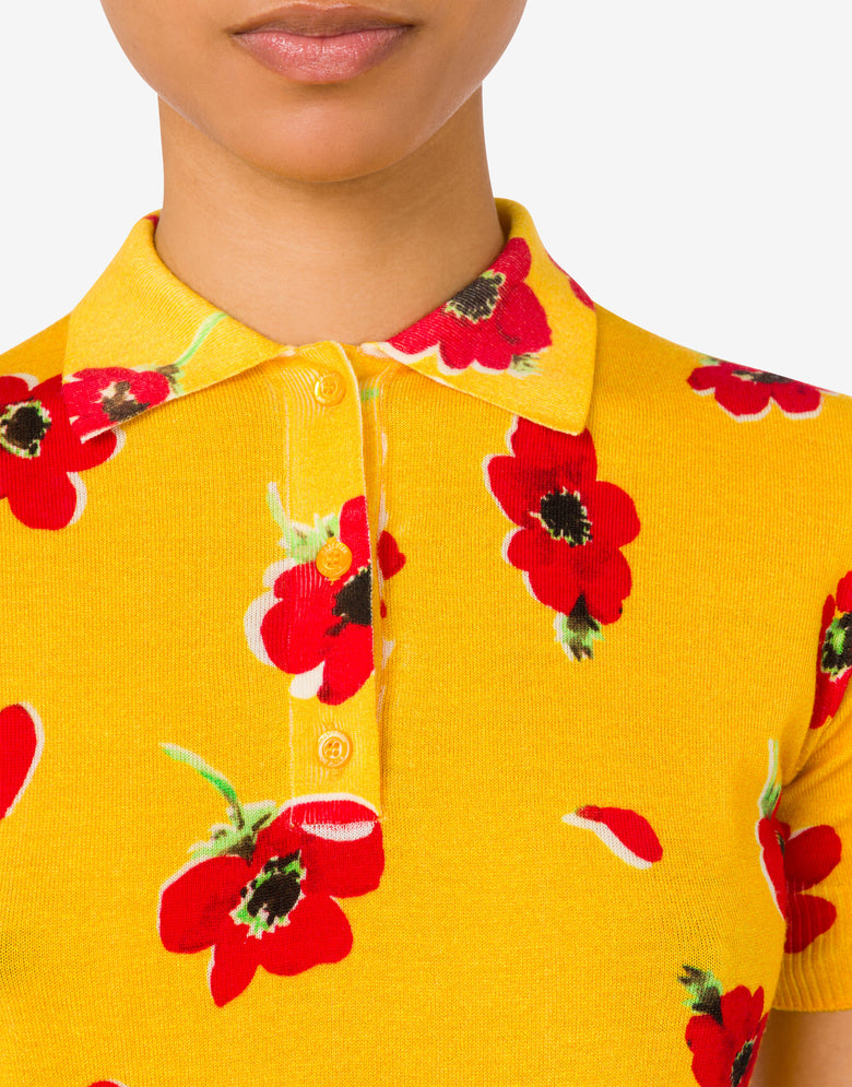 Maglia crop in lana stampata Giallo Moschino Jeans 3