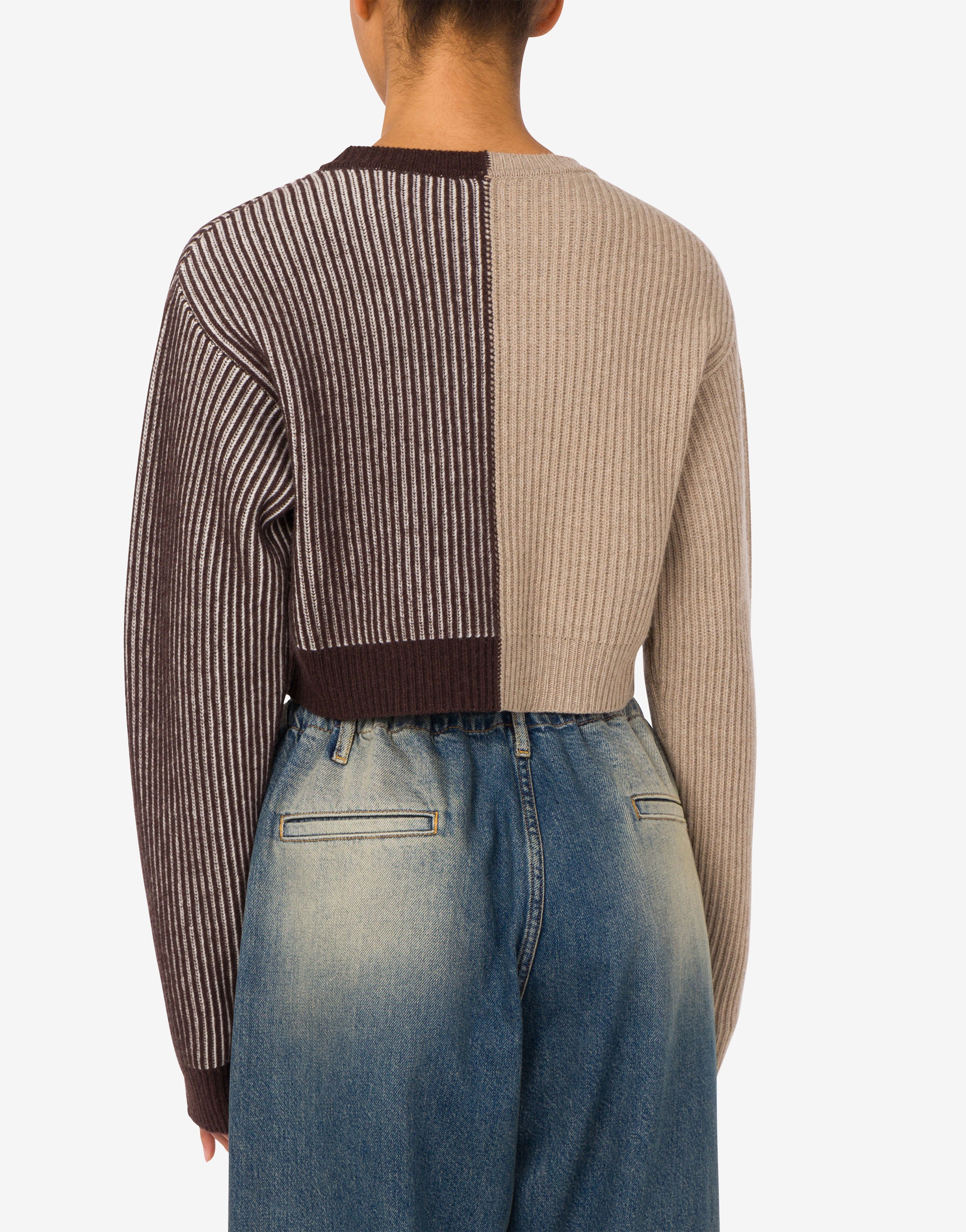 Crop pullover in intarsia wool blend Moschino Jeans | Moschino
