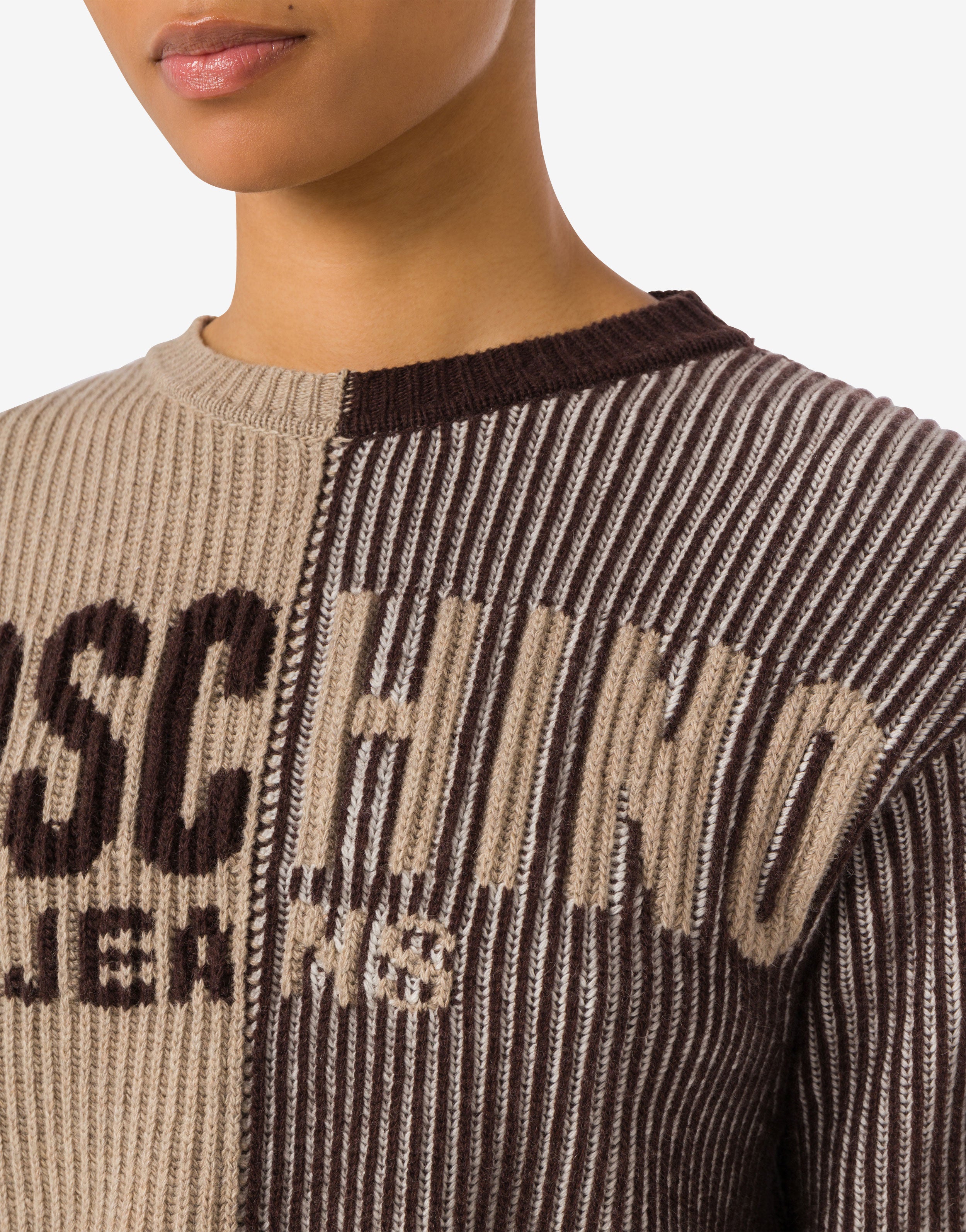 Crop pullover in intarsia wool blend Moschino Jeans | Moschino