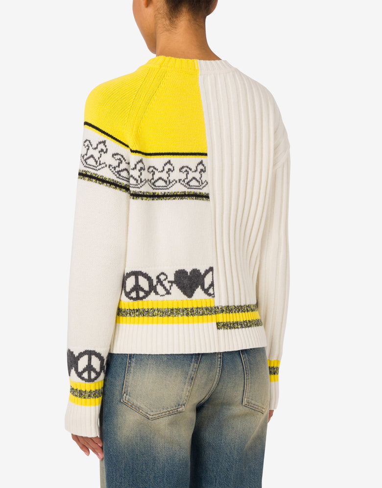 Pullover in misto lana intarsiato Avorio Moschino Jeans 2