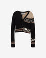 Intarsia wool blend cardigan