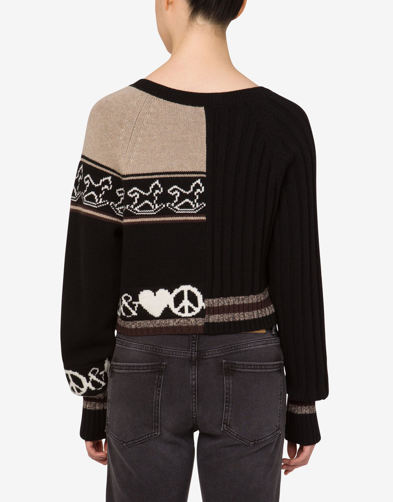 Intarsia wool blend cardigan Black Moschino Jeans 2