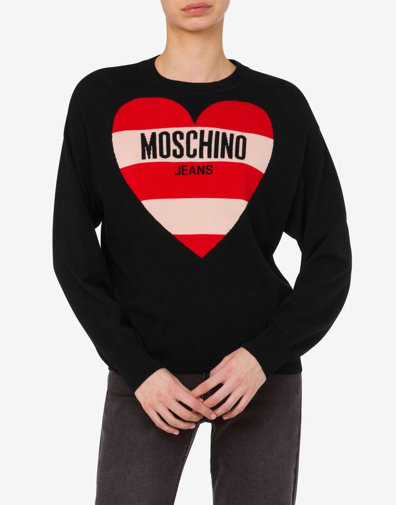 Intarsia wool pullover Black Moschino Jeans 1