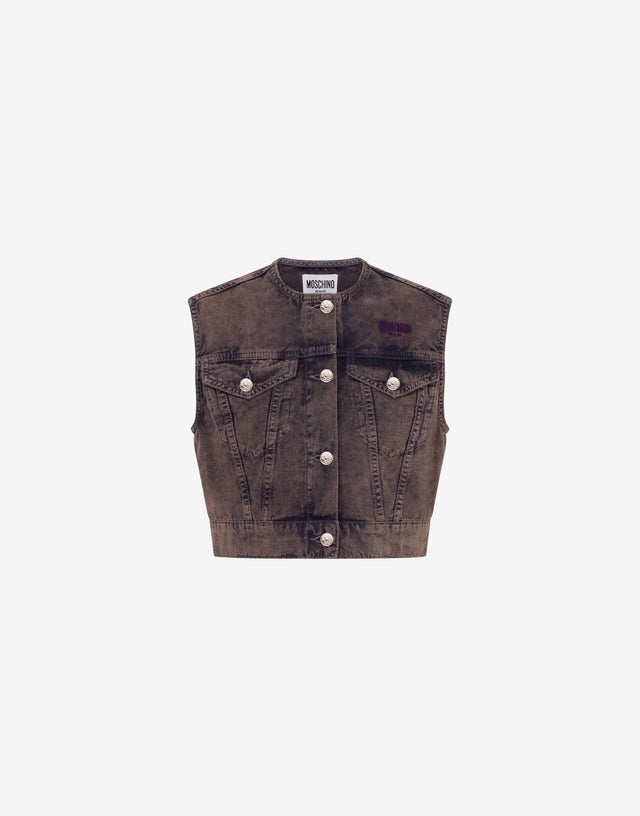 Weste aus überfärbtem Baumwollstoff Dunkelgrau Moschino Jeans 0