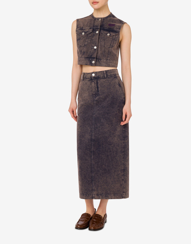 Weste aus überfärbtem Baumwollstoff Dunkelgrau Moschino Jeans 1