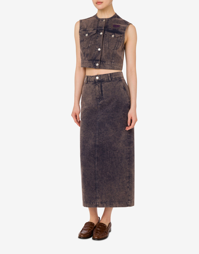 Gilet in tela di cotone sovratinta Grigio scuro Moschino Jeans 1