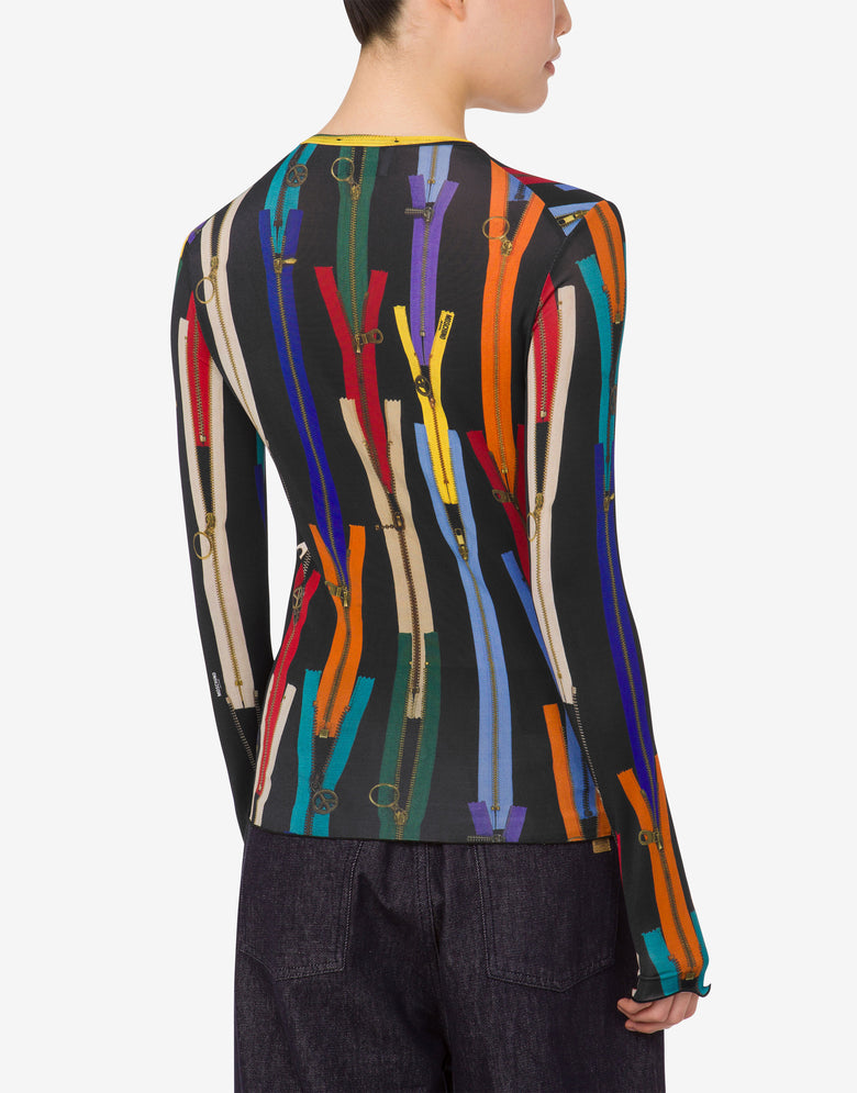 Printed stretch jersey T-shirt Black Moschino Jeans 2