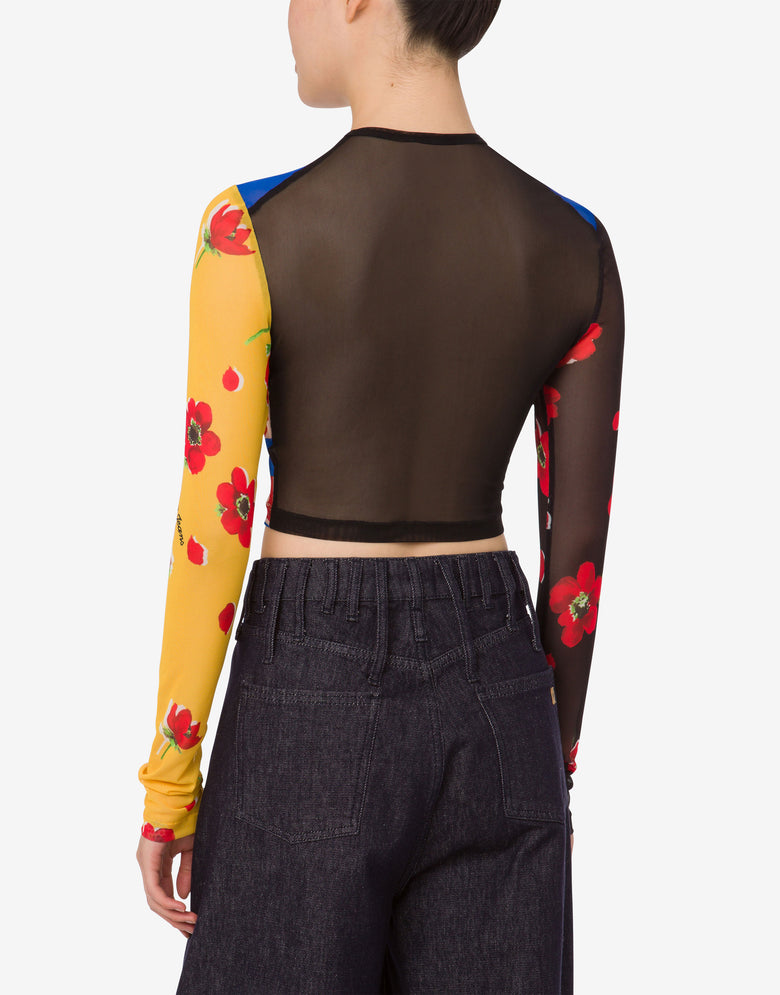 Printed tulle crop top Multicoloured Moschino Jeans 2