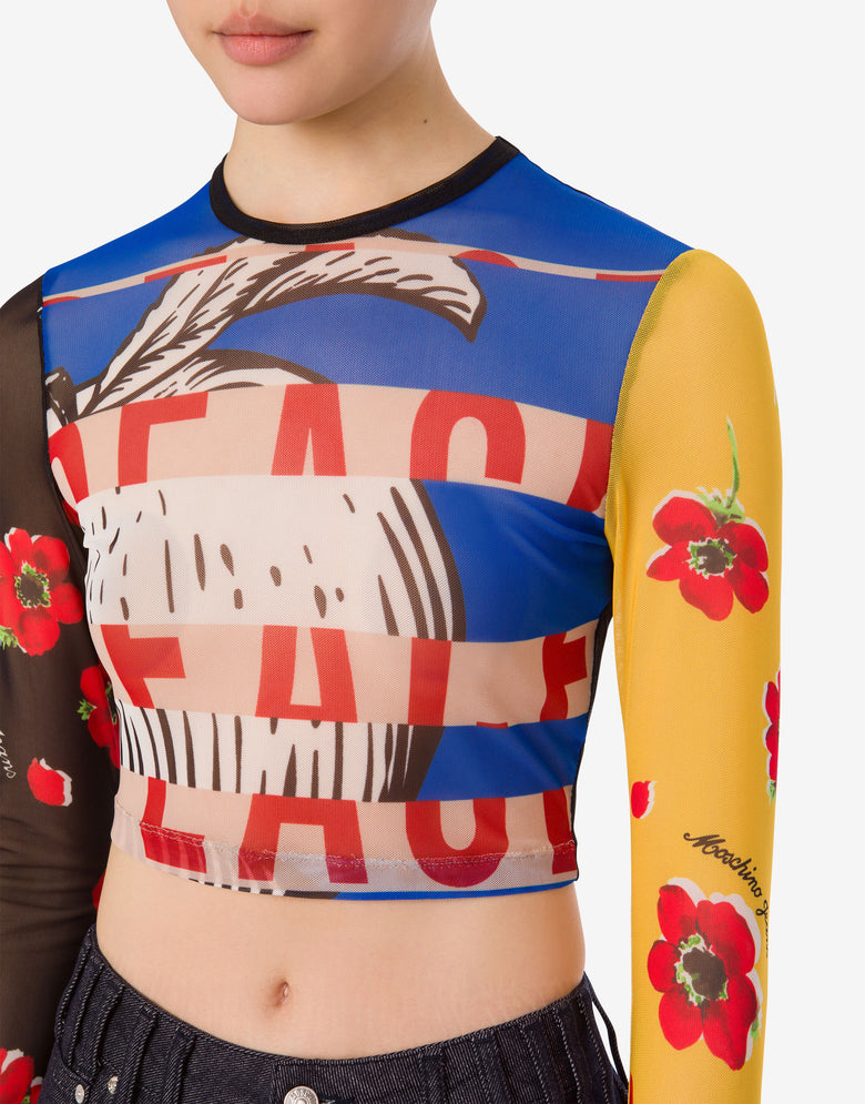 Printed tulle crop top Multicoloured Moschino Jeans 3