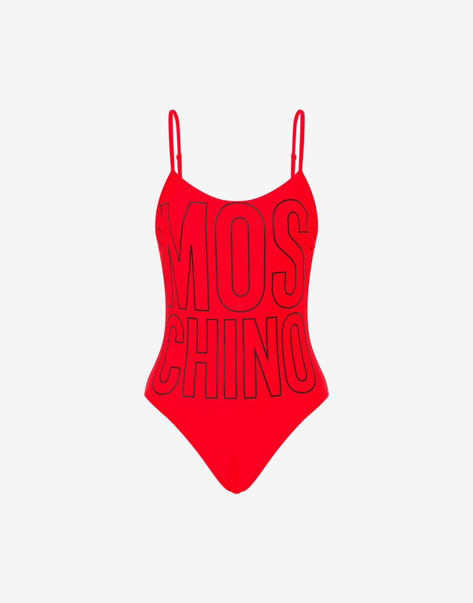 Printed lycra one-piece swimsuit Red Moschino 0