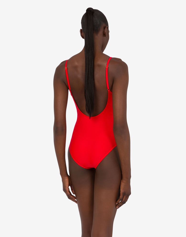Printed lycra one-piece swimsuit Red Moschino 2