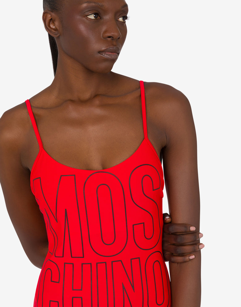 Printed lycra one-piece swimsuit Red Moschino 3