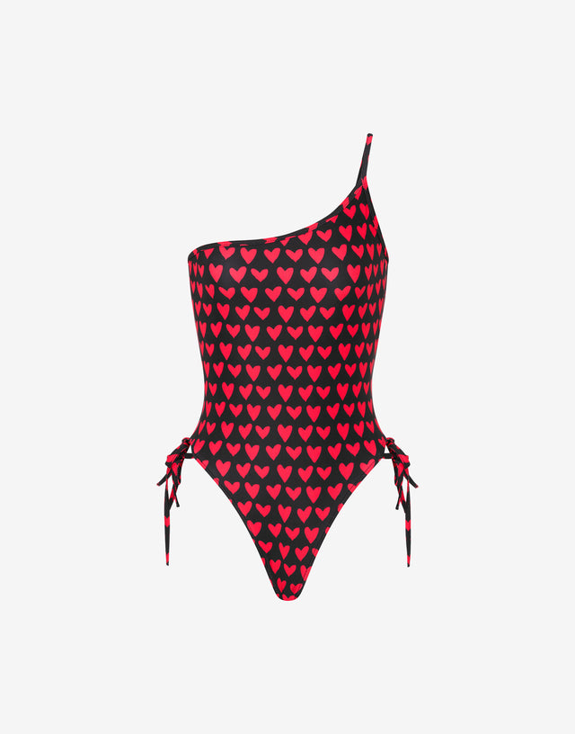 Bedruckter einteiliger Lycra-Schwimmanzug Schwarz Moschino 0