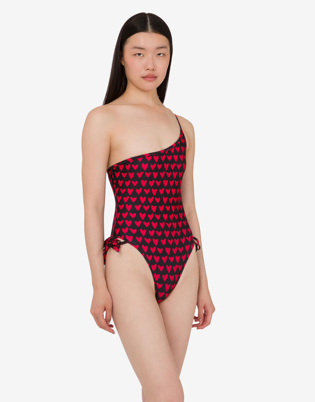 Bedruckter einteiliger Lycra-Schwimmanzug Schwarz Moschino 1