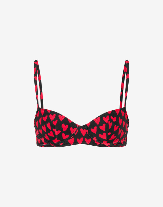 Bedrucktes Lycra-Bikinioberteil Schwarz Moschino 0