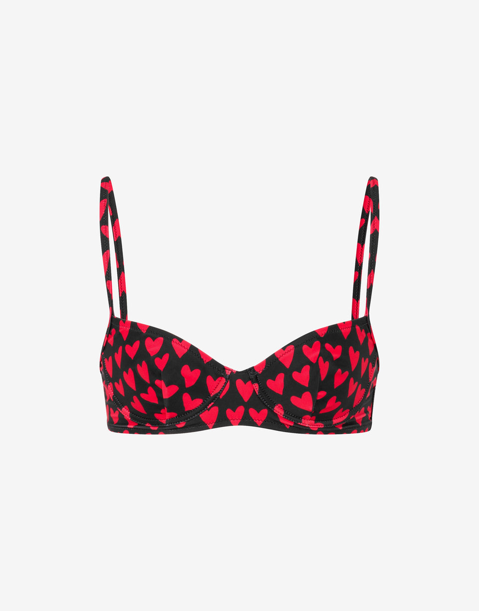 Bedrucktes Lycra-Bikinioberteil Schwarz Moschino 0