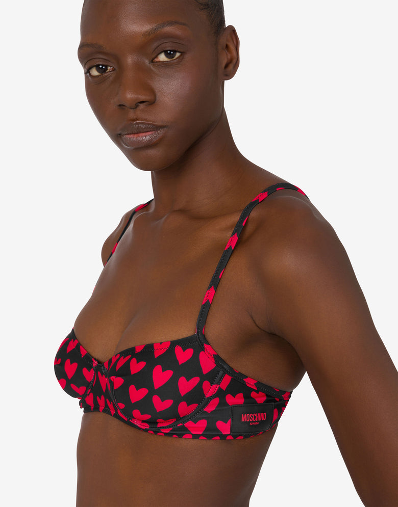 Bedrucktes Lycra-Bikinioberteil Schwarz Moschino 3