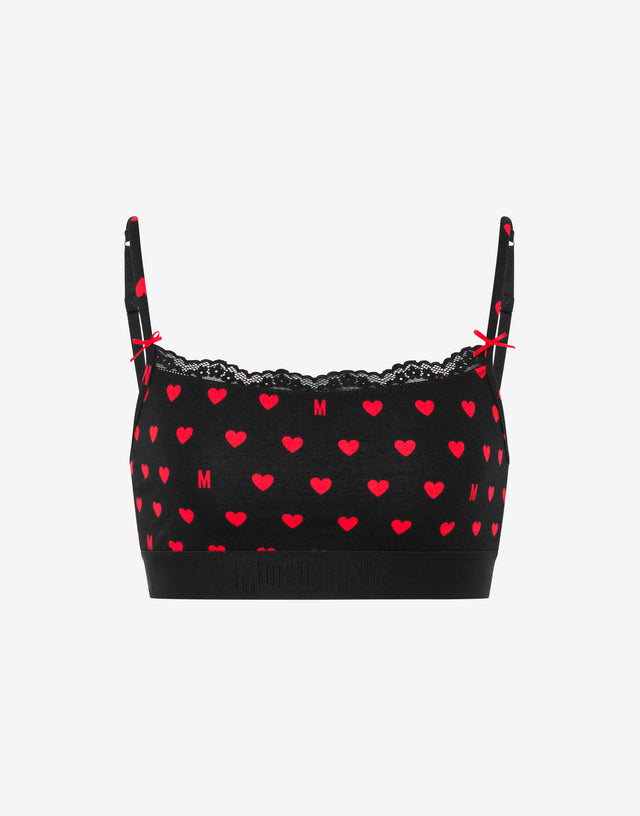 印花弹力棉针织胸罩 黑色 Moschino 0