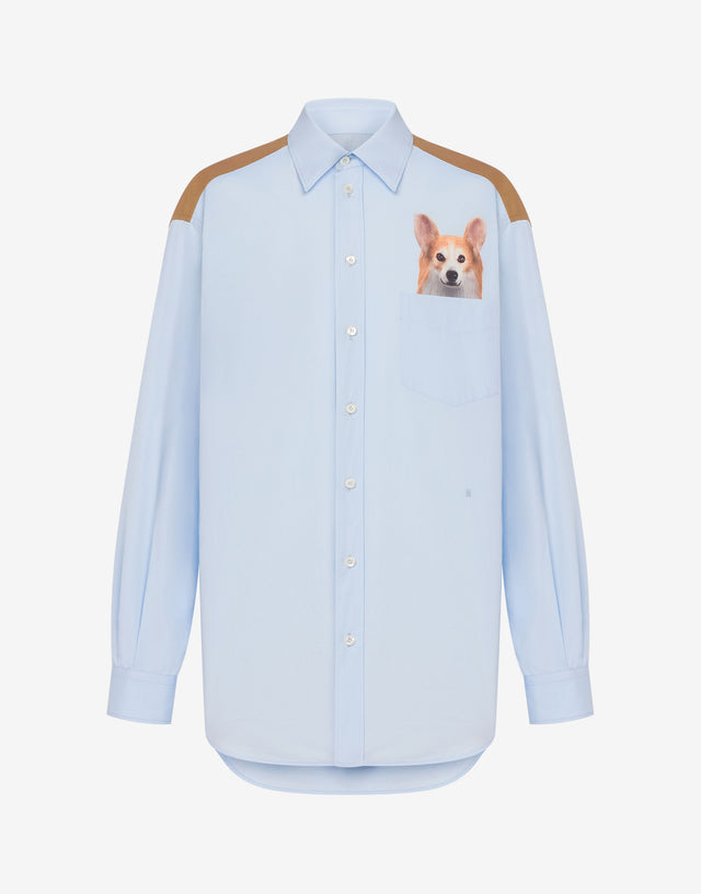 Camicia in popeline di cotone stampata Azzurro Moschino 0