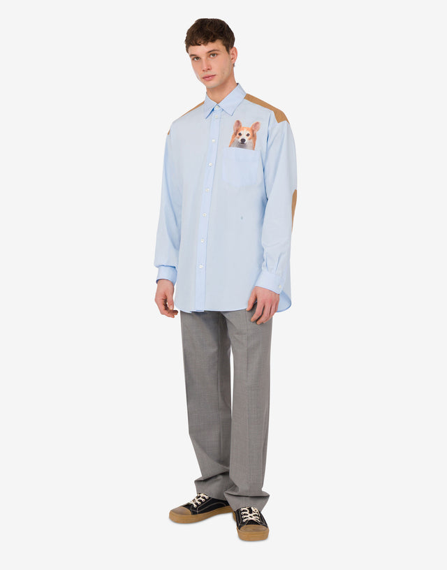 Camicia in popeline di cotone stampata Azzurro Moschino 1