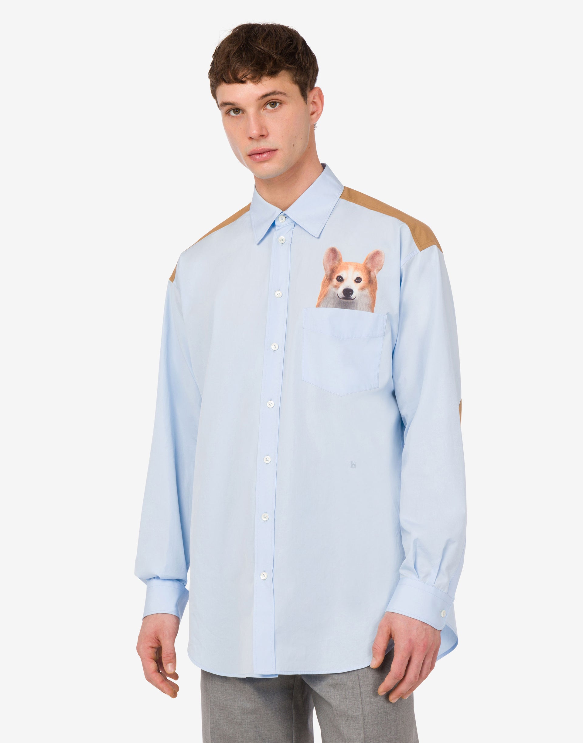 Camisa de popelina de algodón estampada Moschino ES