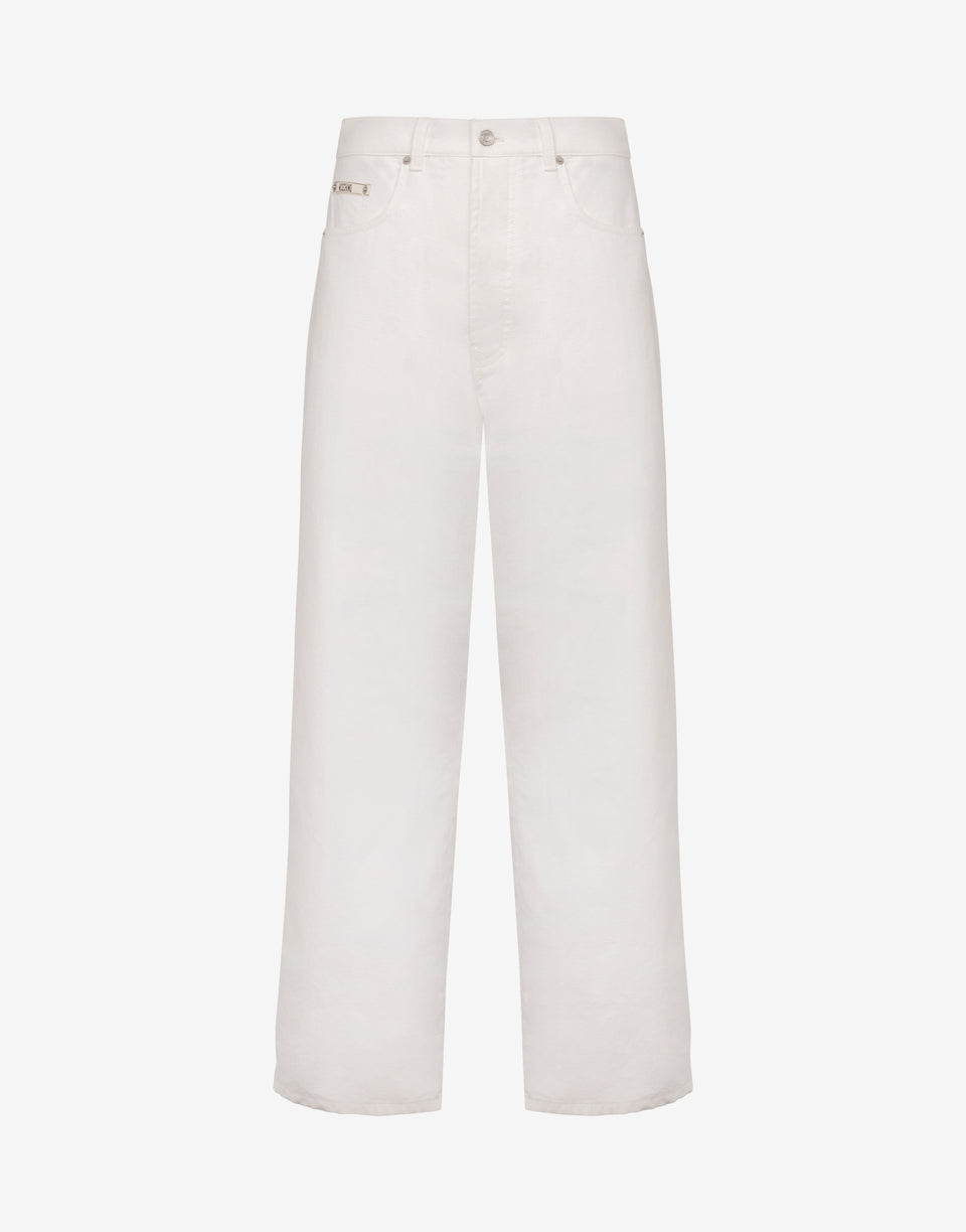 Pantalones de shantung de algodón Blanco Moschino 0
