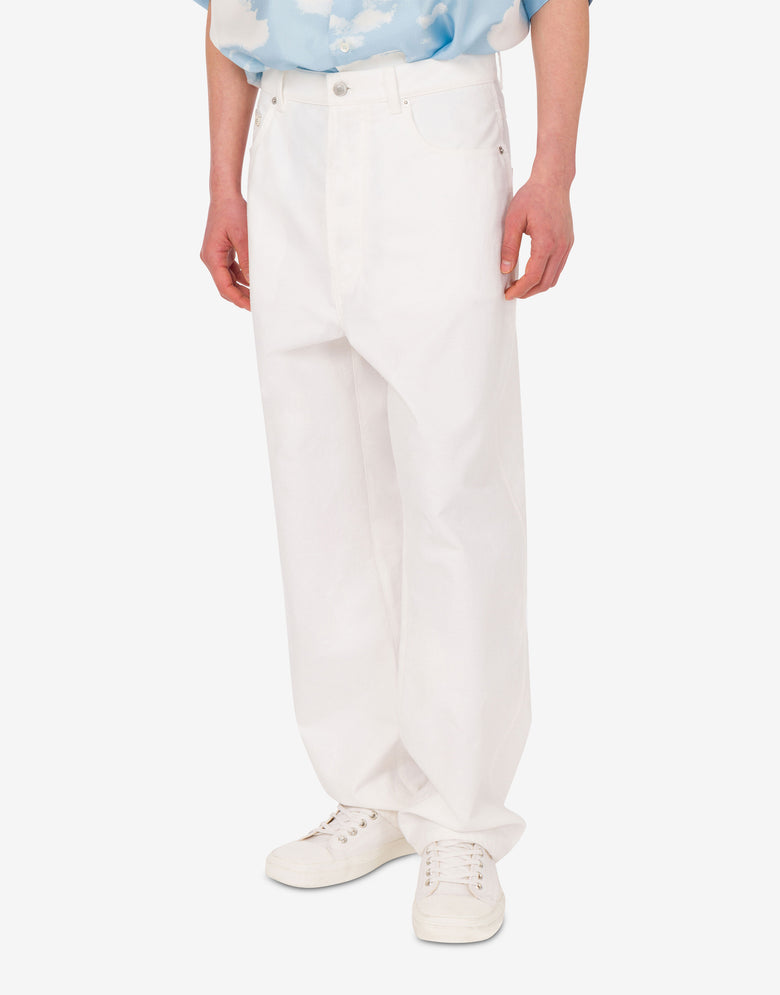Pantalones de shantung de algodón Blanco Moschino 2