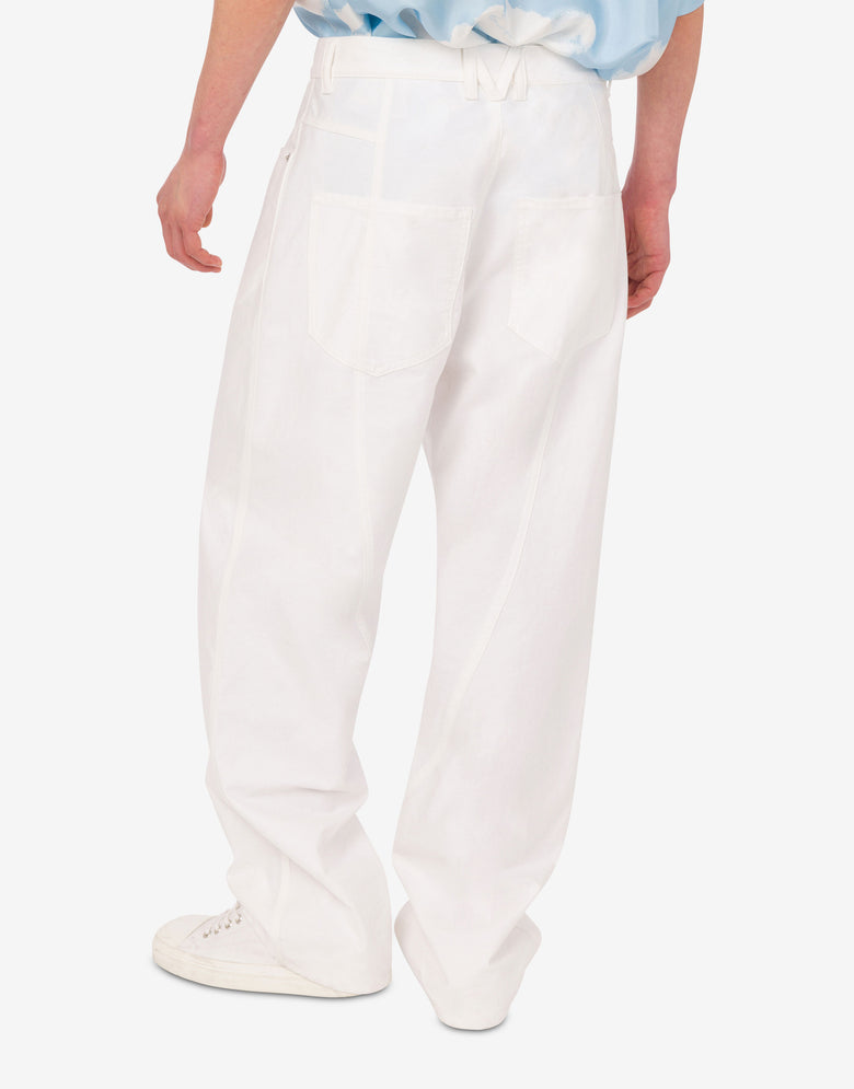 Pantalones de shantung de algodón Blanco Moschino 3