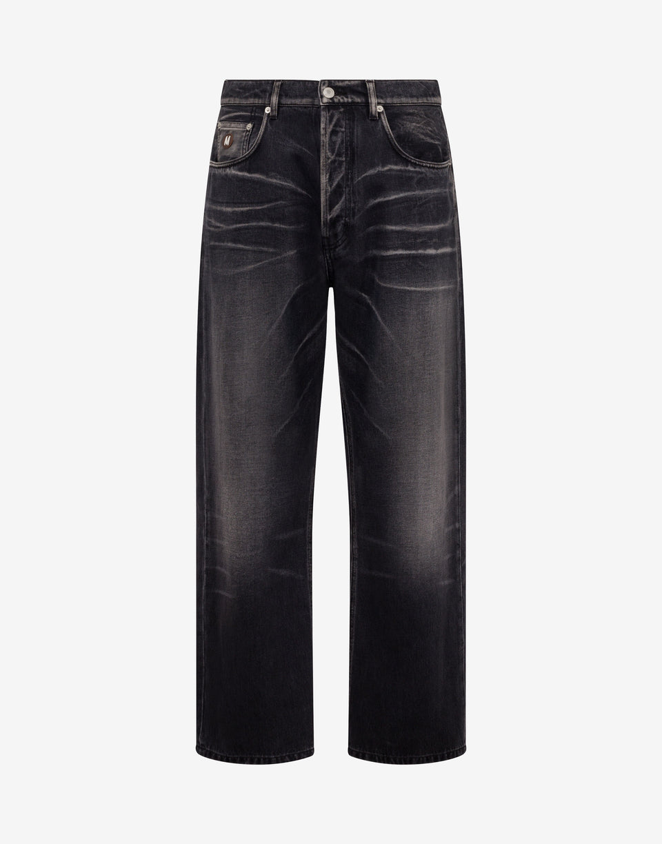 Calças de ganga de algodão Negro Moschino 0