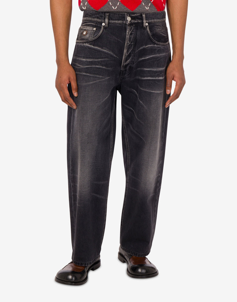 Calças de ganga de algodão Negro Moschino 2