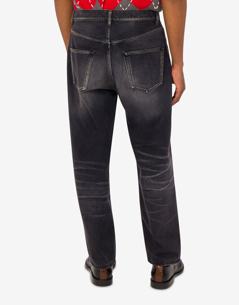 Calças de ganga de algodão Negro Moschino 3