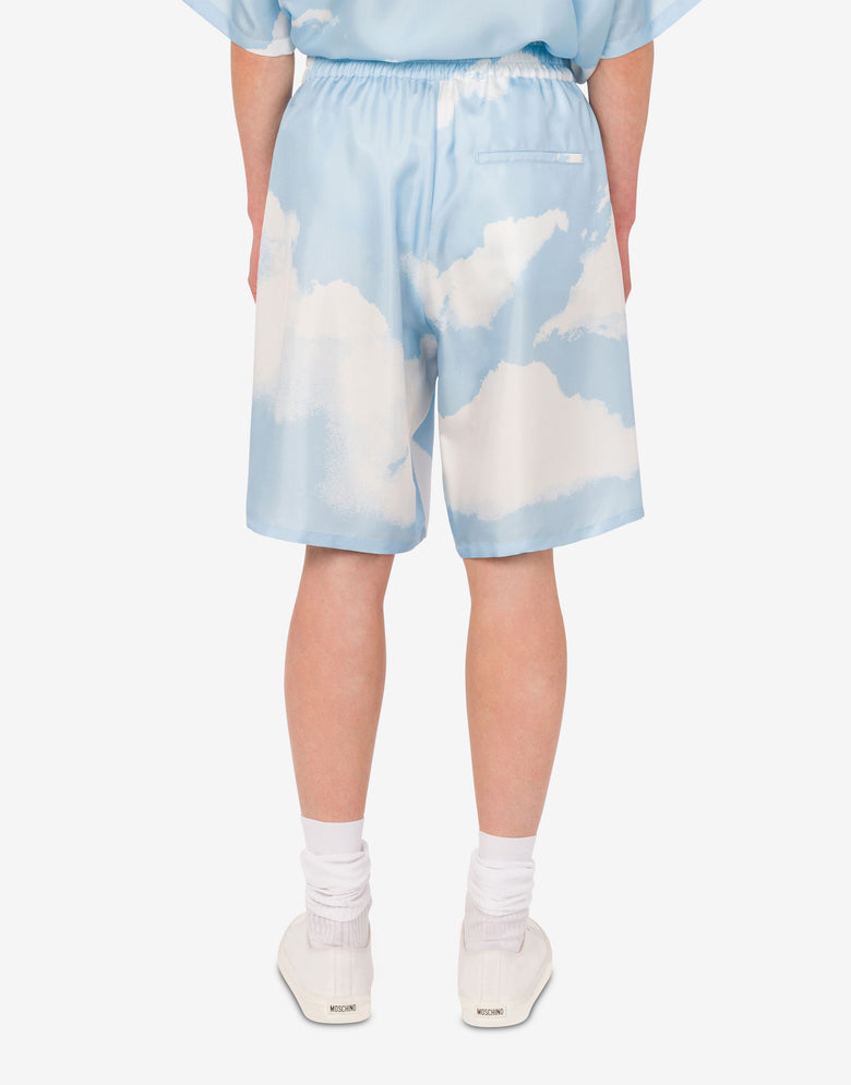 Bermudashorts aus Seidenköper Archive Clouds Hellblau Moschino 3