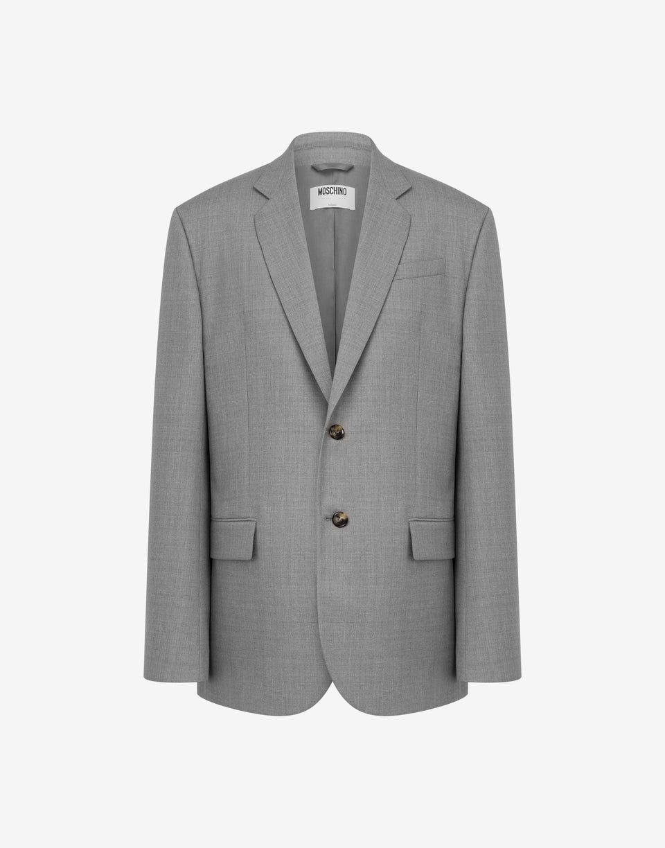 Wool canvas jacket Grey Moschino 0
