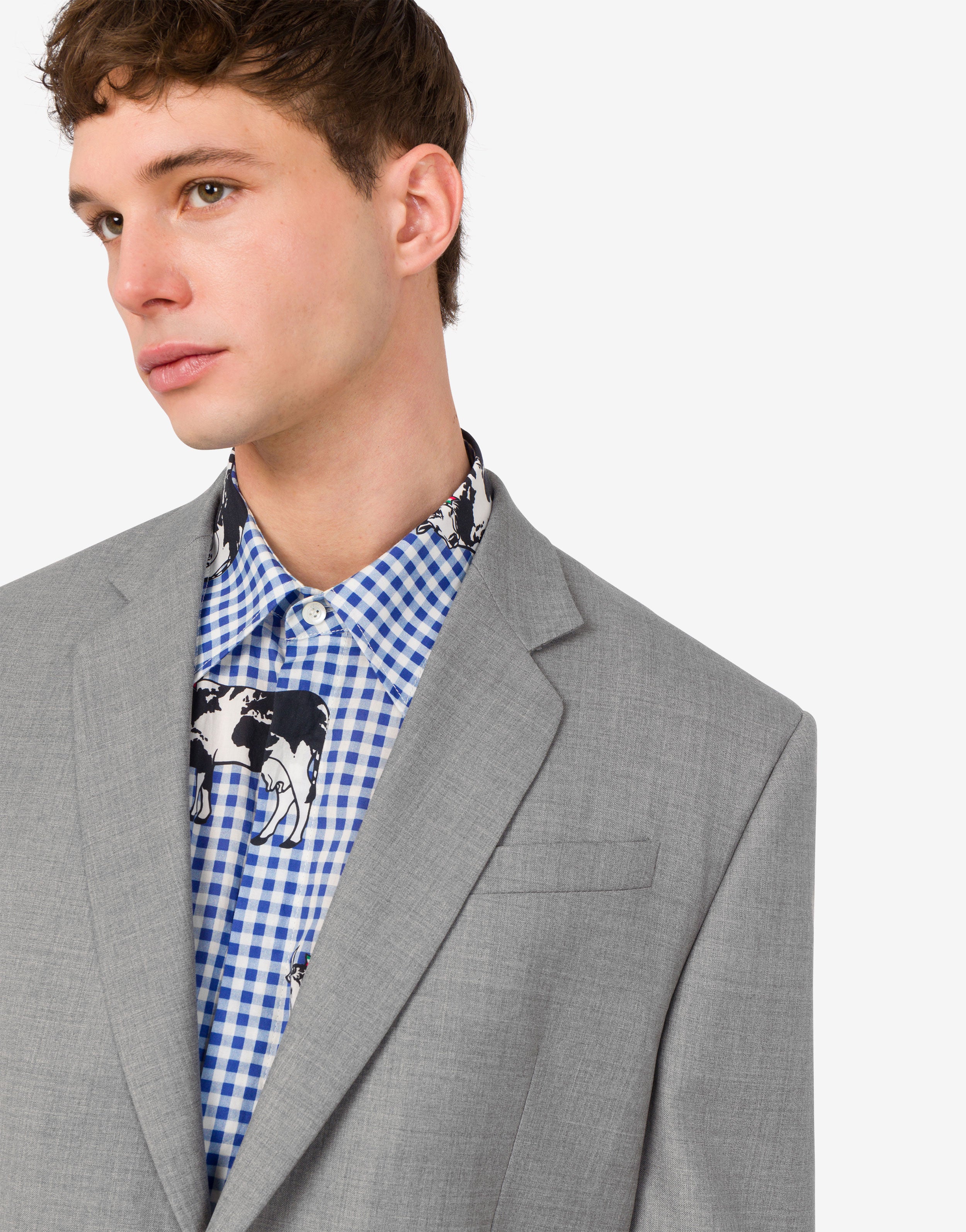 モスキーノ　ジャケット　ウール　40 グレー Wool canvas jacket | Moschino