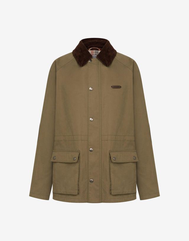 Cotton diagonal jacket Tobacco Moschino 0