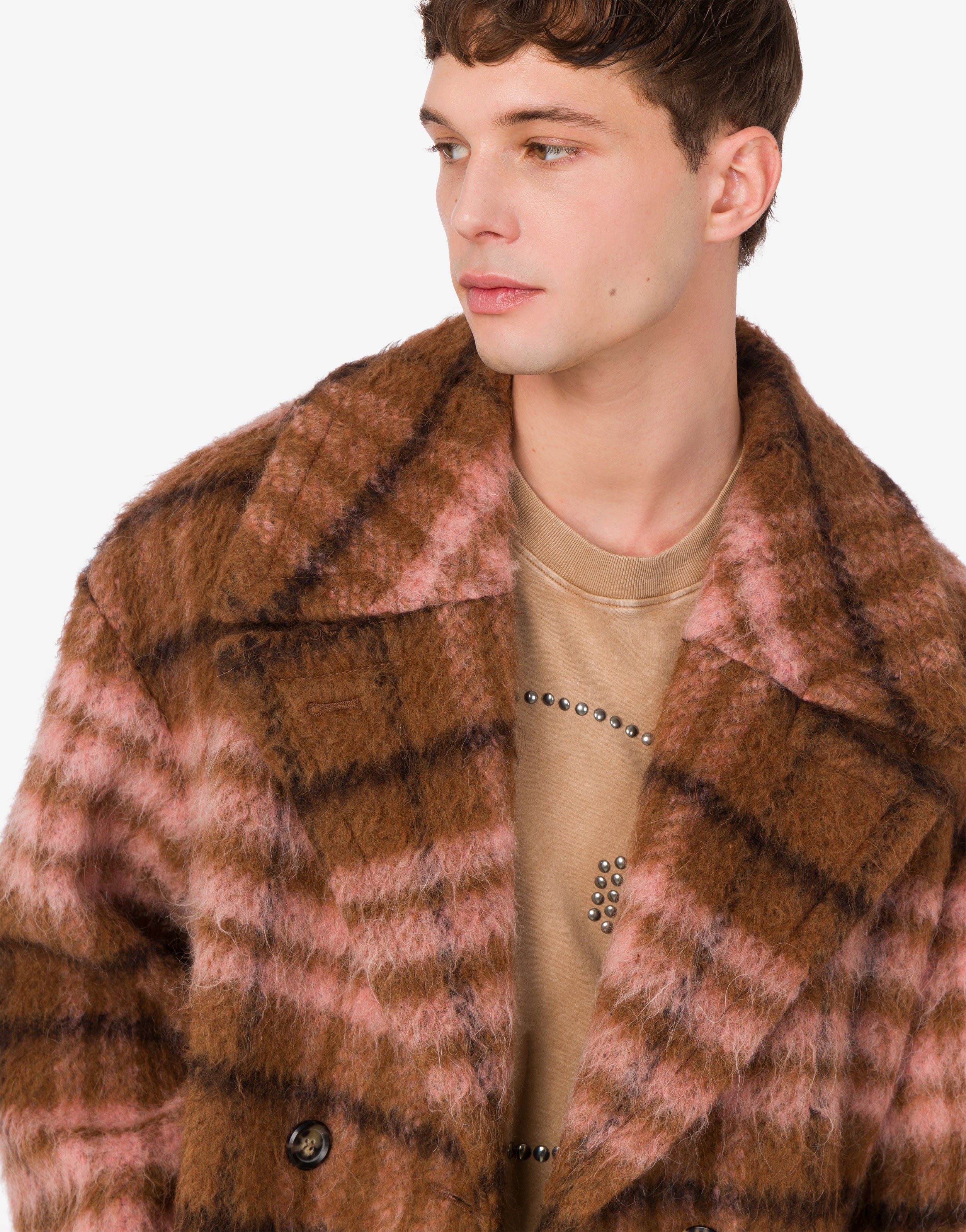 美品 MOSCHINO ツイード ロングコート 42サイズ イタリア製 Oversized coat in soft fabric | Moschino