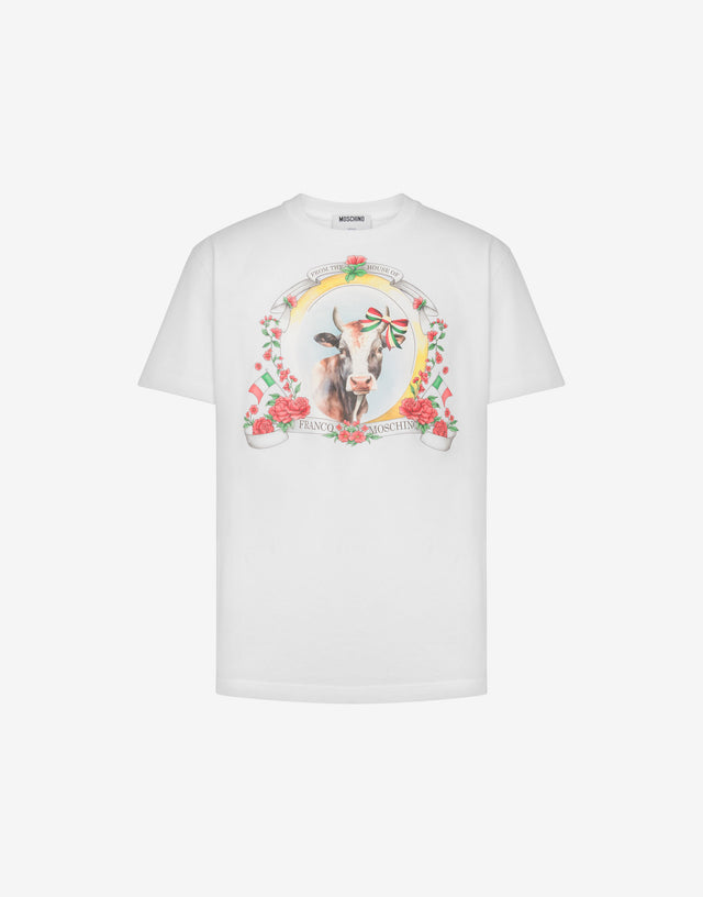 T-shirt en jersey de coton biologique Archive Blanc Moschino 0